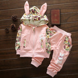 2-Piece Set - Hoody Rabbit & Pants Together - Children Baby Clothing Light pink / 6M - Serene Parents