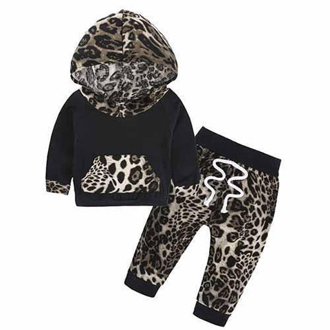 2-Piece Set Pieces Leopard - Hoody & Pants Together - Children Baby Clothing 18M - Serene Parents