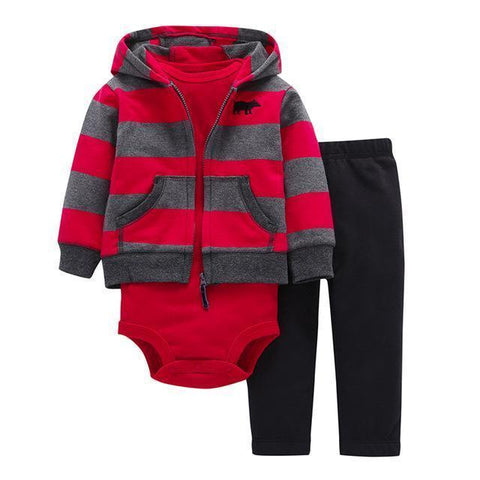 3-Piece Set - Hoody Red, Black Pants Red & Body Together - Children Baby Clothing 9M - Serene Parents
