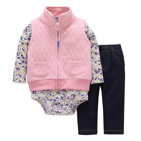 3-Piece Set - Molletonée Jacket, Pants & Body Black Floral Together - Children Baby Clothing 9M - Serene Parents