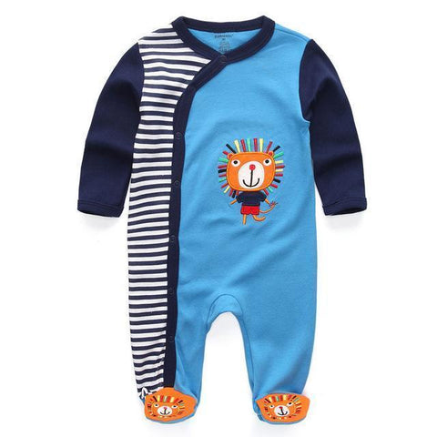 Blue Lion One Piece Jumpsuit Pajamas - Combination - Kids Clothing 3M - Serene Parents
