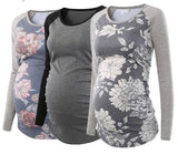 Maternity Tunic Top for Pregnant Women Maternity Tunic Top for Pregnant Women Pack 3 (Floral Pink, Gray, Pink Floral) - Raglan / S - Serene Parents