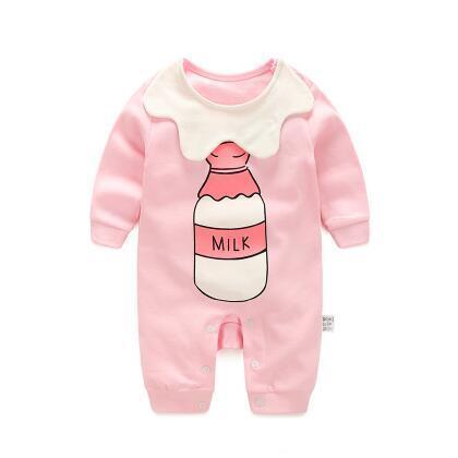 One Piece Jumpsuit Pajamas Pink Milk Pajamas - Combination - Kids Clothing 3M - Serene Parents