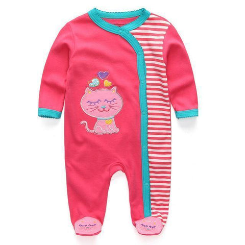 Pink Kitten One Piece Jumpsuit Pajamas - Combination - Kids Clothing 12M - Serene Parents