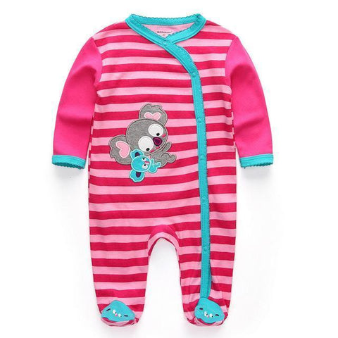 Striped Pajamas Pink Koala One Piece Jumpsuit Pajamas - Combination - Kids Clothing 12M - Serene Parents